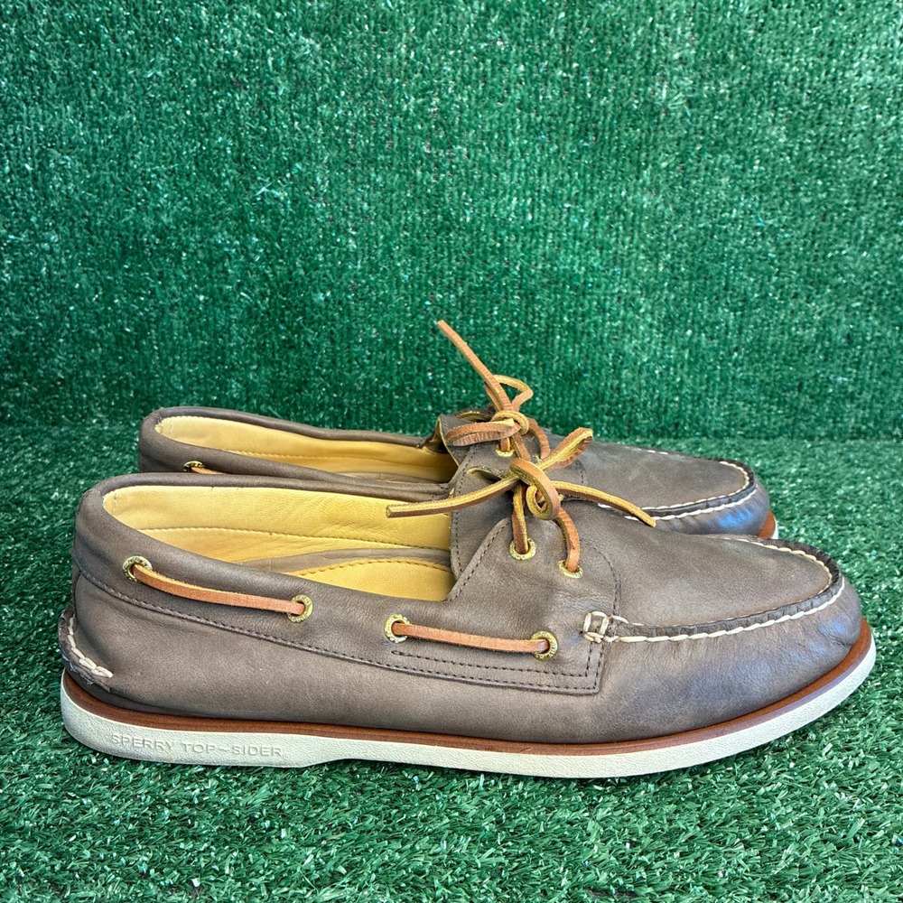 Sperry Gold Cup Authentic Original 2 Eye Leather Preppy Boat Shoes Brown Mens 13